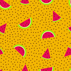 watermelon vector tile used for linear patterns with mustard and seeded background.