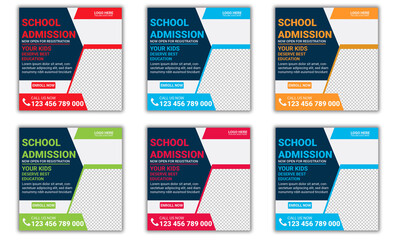 Back to School Social Media Post Template, Kids School Admission Social Media Post Design, School Admission Social Media Template Pack, School Admission Social Media Banner
