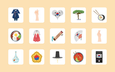 set icons of korea