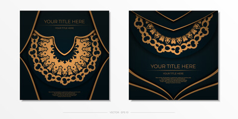 Dark green invitation card template with white abstract ornament. Elegant and classic vector elements ready for print and typography.