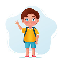 School kid character. Cute child, back to school concept. Cartoon vector illustration