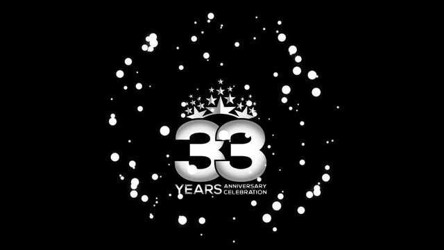 33  Years Anniversary Celebration wedding or Company Party invitation Fireworks Mixer Silver Color Logo Videos