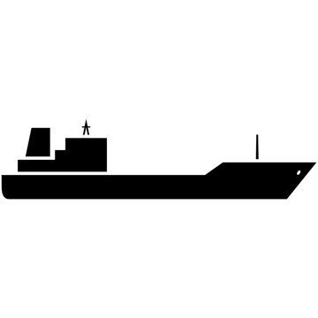 black cargo ship silhouette on white clip art preview