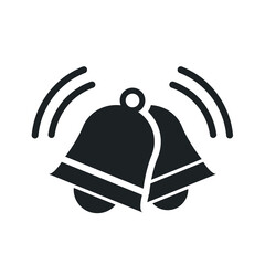 Ringing bells sign, two jingles icon on white background