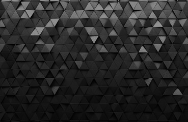 Black triangular abstract background, Grunge surface, 3d Rendering