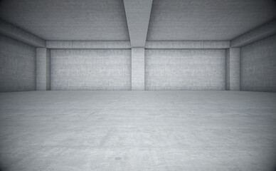 Empty space with white concrete. Abstract background. 3d Rendering