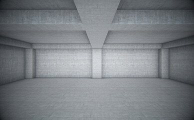 Empty space with white concrete. Abstract background. 3d Rendering