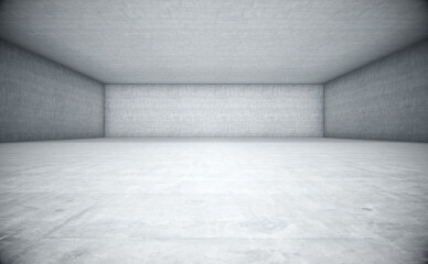 Empty space with white concrete. Abstract background. 3d Rendering