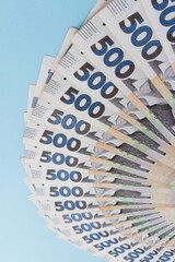 A fan from ukrainian money. 500 hryvnia banknotes.