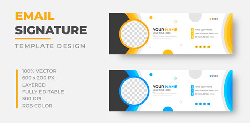 Corporate Modern Email Signature Design template. Email signature template design set with blue and yellow color. business email signature vector design. vector illustration