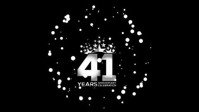 41  Years Anniversary Celebration wedding or Company Party invitation Fireworks Mixer Silver Color Logo Videos