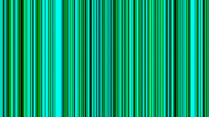 Green and turquoise vertical stripes creating hypnotic effect, seamless loop. Animation. Glowing parallel laser beams moving towards the center of a monitor.