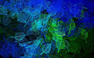Dark Blue, Green vector doodle layout with leaves.