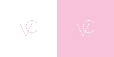 Minimalist and luxurious initial MC lettering logo