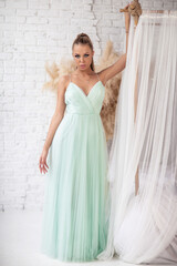 Fototapeta premium beautiful young woman in long elegant dress