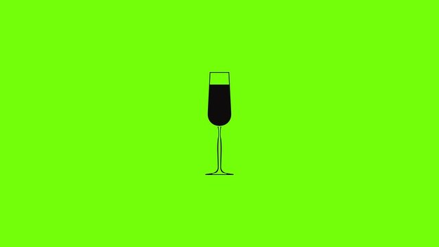 Glass of champagne icon animation