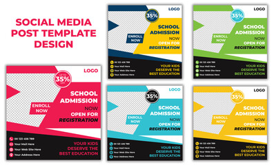 Kids Education Social Media Instagram Post Banner Template, School Education Social Media Post Template, Education Social Media Post Template, School Education Social Media Post Template
