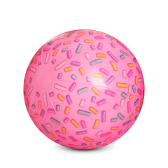 Inflatable pink beach ball on white background