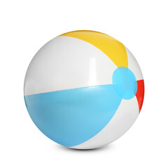 Inflatable colorful beach ball on white background