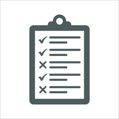 Examination, checklist icon. Gray vector graphics.