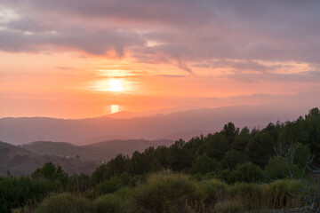 Naklejka na ściany i meble sunset in the mountain of southern Spain