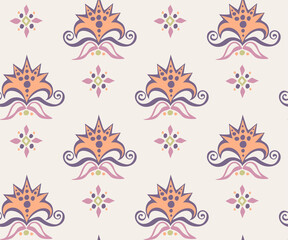 Vector ornamental hand drawing decorative baroque background. Ethnic seamless pattern ornament. Vector pattern - 446313516