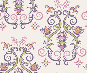 Vector ornamental hand drawing decorative baroque background. Ethnic seamless pattern ornament. Vector pattern - 446313576