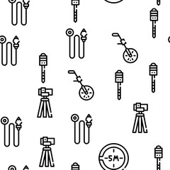 Geodesy Equipment Vector Seamless Pattern Thin Line Illustration