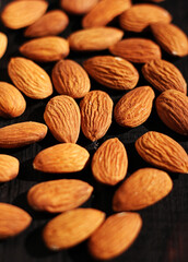 almonds on wooden background