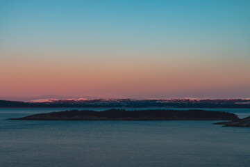 Fototapeta na wymiar Morning by a coast of Middle Norway.