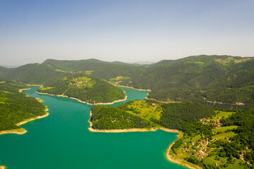 Zaovine lake view from Tara mountain in Serbia