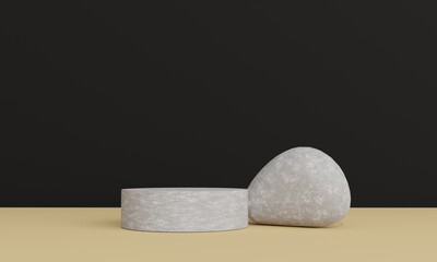 3d stone podium for advertising. Blank product stage.