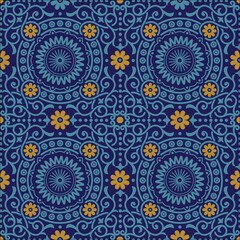 Santorini medallion diamond tiles vector seamless pattern