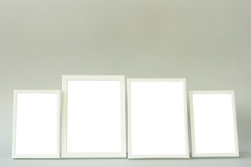 Frames with white color with blank space on gray background