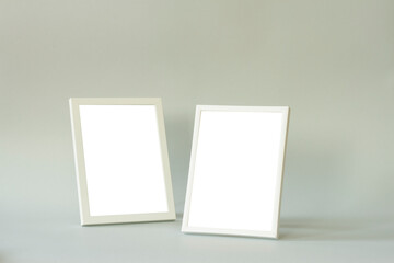 Frames with white color with blank space on gray background