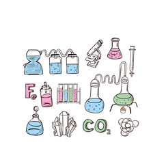 Hand drawn chemistry science background. Vector illustration.