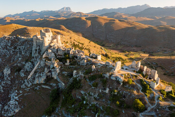 Fototapeta na wymiar Aerial view of the castle of Rocca Calascio in Abruzzo. a landscape in the province of L'Aquila.