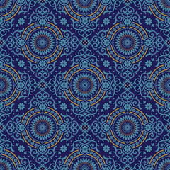 Santorini medallion diamond tiles vector seamless pattern