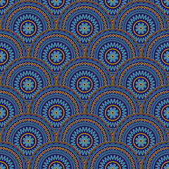 overlapping medallions half dropped seamless vector pattern