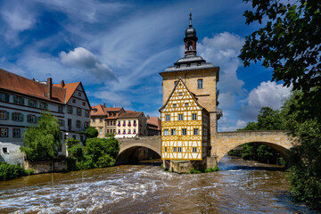 Bamberg, Alte Rathaus,Franken,Deutschland, Wolken,Sonnenuntergang, 