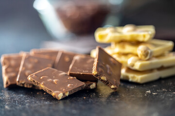 Chocolate bar with nuts.