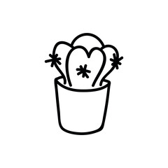 Single hand drawn cactus. Doodle vector illustration. Isolated on a white background.