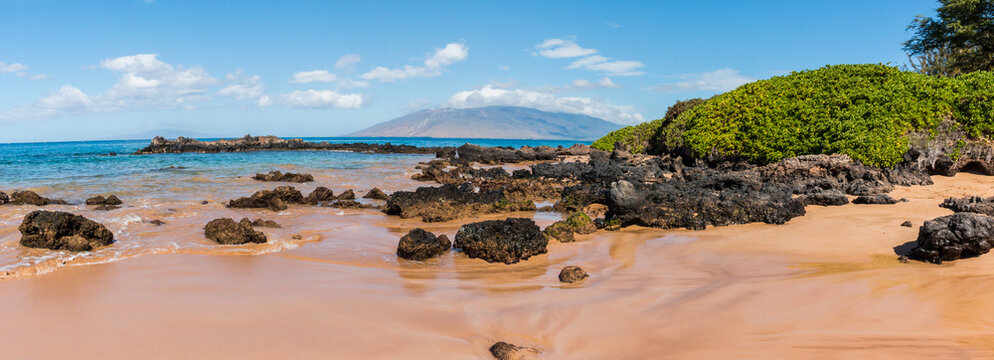 North Maui and Exposed Lava on Charley Young Beach, Maui, Hawaii, USA