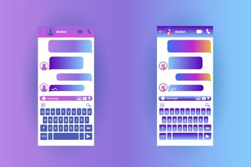 Interface smartphone chat vector template illustration Messenger window SMS messenger mobile app screen Compose dialogues mockup Online chat rooms for websites and mobile applications isolated Flat UI