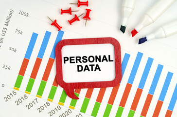 There are markers, charts and a sign on the table - PERSONAL DATA