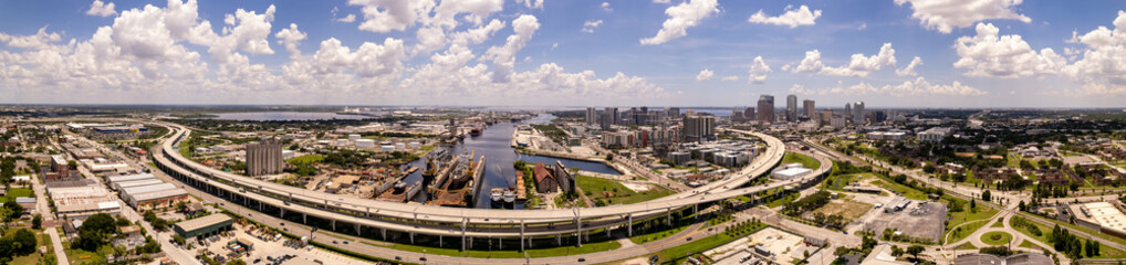 Obraz premium Aerial panorama Port of Tampa FL USA