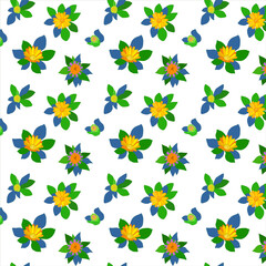A pattern of flowers and leaves of calendula