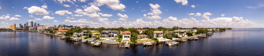 Fototapeta na wymiar Aerial panorama of luxury homes Davis Island Tampa FL USA