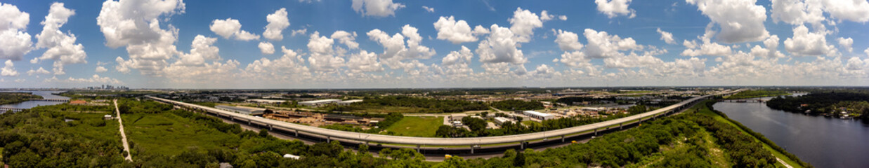 Fototapeta na wymiar Aerial photo Selmon Expressway Tampa FL with elevated HOV Road