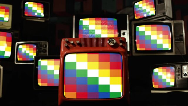 The Wiphala, Official Variant Flag of Bolivia, and Vintage Televisions.